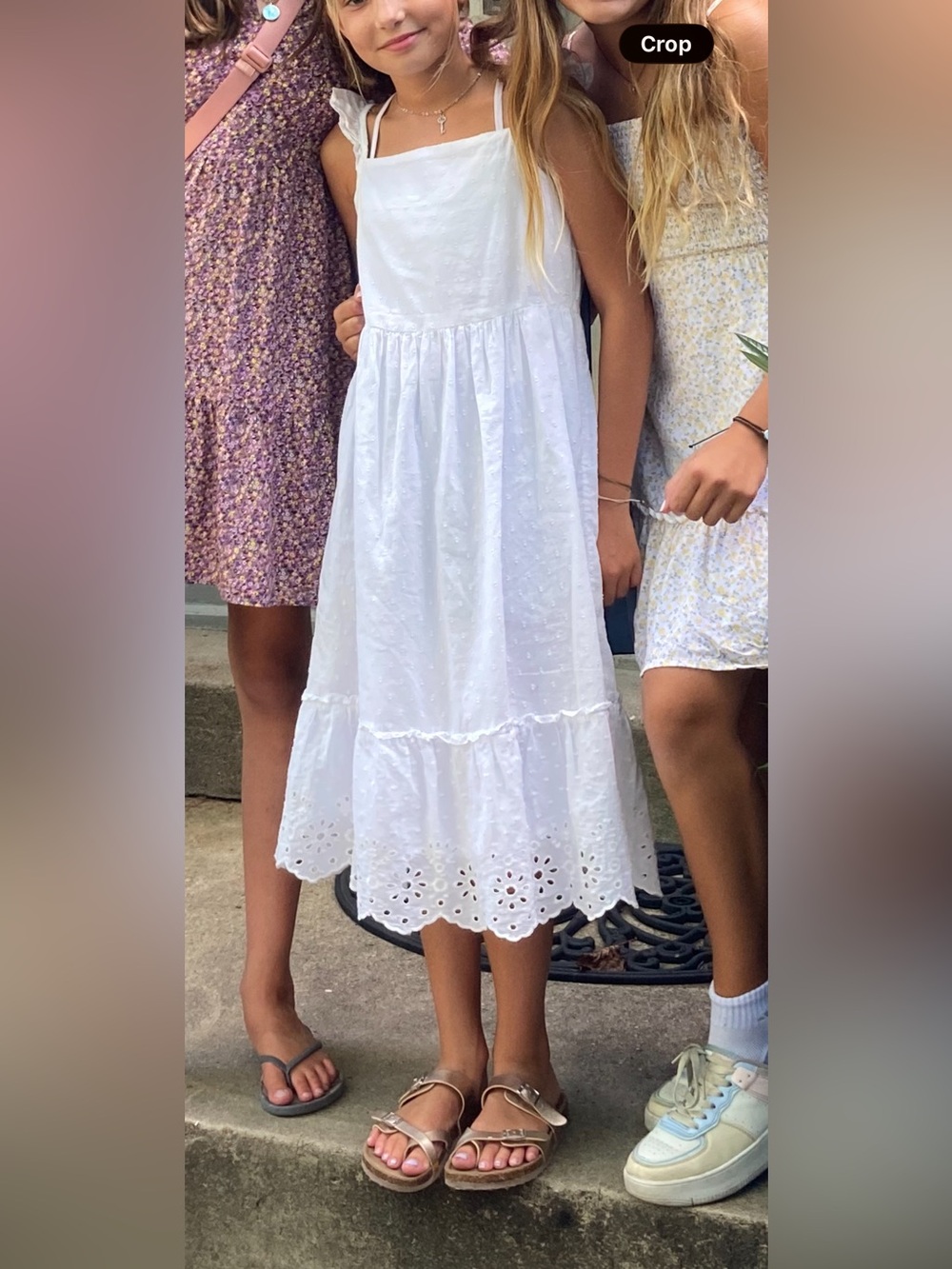 GAP White Eyelet Ruffle-Strap Cotton Sundress
